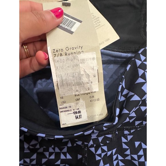 SWEATY BETTY Zero Gravity Blue Triangle Print 7/8 Length Leggings Size XS NEW - Picture 5 of 6